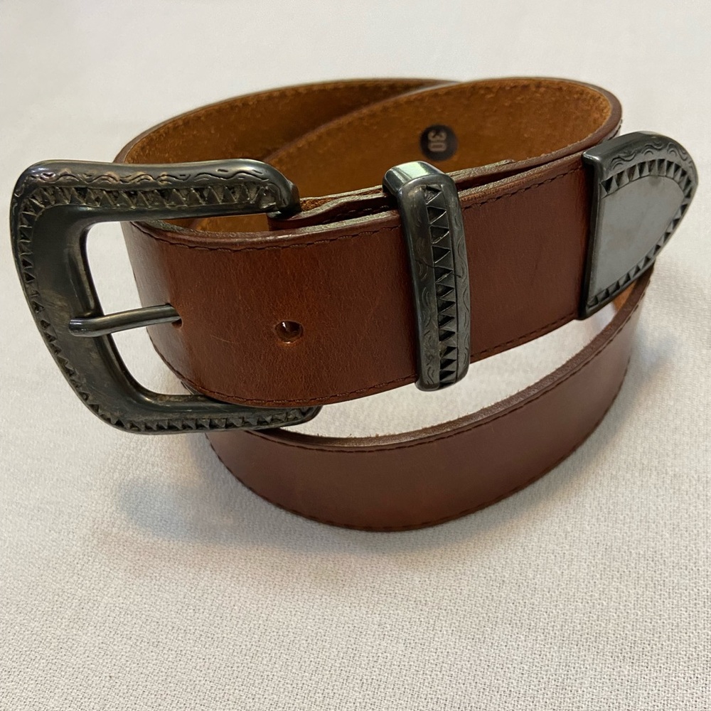Brown Leather Mens / Womens 1 1/2” Wide Belt Excellent Used Condition- Size 30